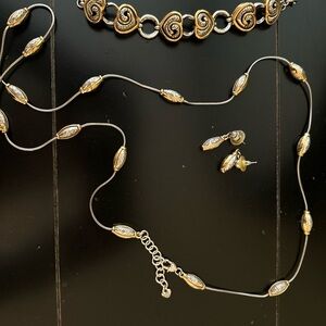 Brighton Collectibles Two-Tone Gold and Silver Women's Necklace and Earring Set